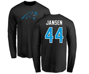 Carolina Panthers #44 J.J. Jansen Black Name & Number Logo Long Sleeve T-Shirt