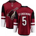 Arizona Coyotes #5 Adam Clendening Authentic Burgundy Red Home Fanatics Branded Breakaway NHL Jersey