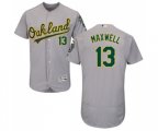 Oakland Athletics #13 Bruce Maxwell Grey Road Flex Base Authentic Collection Baseball Jersey