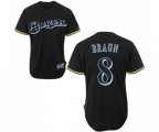 Milwaukee Brewers #8 Ryan Braun Replica Black Fashion Baseball Jersey