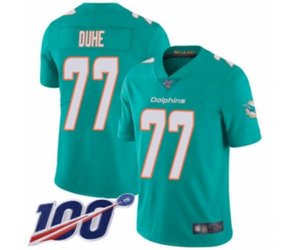 Miami Dolphins #77 Adam Joseph Duhe Aqua Green Team Color Vapor Untouchable Limited Player 100th Season Football Jersey