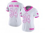 Women Carolina Panthers #34 Cameron Artis-Payne Limited White Pink Rush Fashion NFL Jersey