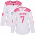 Women Toronto Maple Leafs #7 Tim Horton Authentic White Pink Fashion NHL Jersey