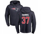New England Patriots #37 Damien Harris Navy Blue Name & Number Logo Pullover Hoodie