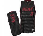 Miami Heat #3 Dwyane Wade Authentic Black Grey Groove Basketball Jersey
