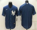 New York Yankees Blank Navy Blue Pinstripe Stitched MLB Cool Base Nike Jersey