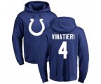 Indianapolis Colts #4 Adam Vinatieri Royal Blue Name & Number Logo Pullover Hoodie