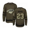 Minnesota Wild #23 J.T. Brown Authentic Green Salute to Service Hockey Jersey