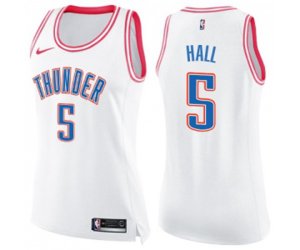 Women\'s Oklahoma City Thunder #5 Devon Hall Swingman White Pink Fashion Basketball Jersey
