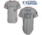 Los Angeles Angels of Anaheim #27 Mike Trout Authentic Grey USMC Cool Base Baseball Jersey