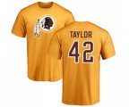 Washington Redskins #42 Charley Taylor Gold Name & Number Logo T-Shirt