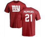 New York Giants #21 Jabrill Peppers Red Name & Number Logo T-Shirt