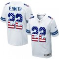 Dallas Cowboys #22 Emmitt Smith Elite White Road USA Flag Fashion NFL Jersey