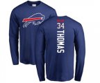Buffalo Bills #34 Thurman Thomas Royal Blue Backer Long Sleeve T-Shirt