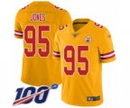 Kansas City Chiefs #95 Chris Jones Limited Gold Inverted Legend 100th Season Football Jersey