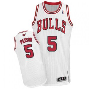 Adidas Chicago Bulls #5 John Paxson Authentic White Home NBA Jersey