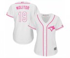 Women's Toronto Blue Jays #19 Paul Molitor Authentic White Fashion Cool Base Baseball Jersey