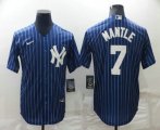 New York Yankees #7 Mickey Mantle Navy Blue Pinstripe Stitched MLB Cool Base Nike Jersey