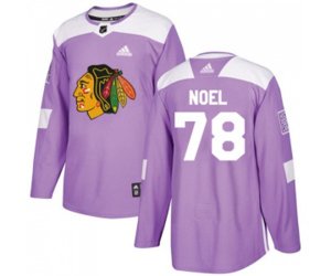 Chicago Blackhawks #78 Nathan Noel Authentic Purple Fights Cancer Practice NHL Jersey