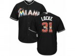 Miami Marlins #31 Jeff Locke Authentic Black Team Logo Fashion Cool Base MLB Jersey