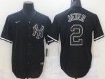 New York Yankees #2 Derek Jeter Authentic Black Nike MLB Jersey