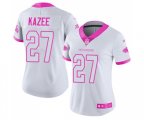 Women Atlanta Falcons #27 Damontae Kazee Limited White Pink Rush Fashion Football Jersey