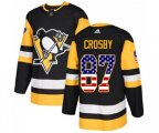 Adidas Pittsburgh Penguins #87 Sidney Crosby Authentic Black USA Flag Fashion NHL Jersey