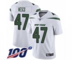 New York Jets #47 Trevon Wesco White Vapor Untouchable Limited Player 100th Season Football Jersey