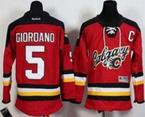 Calgary Flames #5 Mark Giordano Red Alternate Stitched Youth Hockey Jersey