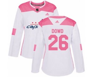 Women Washington Capitals #26 Nic Dowd Authentic White Pink Fashion NHL Jersey