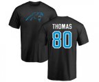 Carolina Panthers #80 Ian Thomas Black Name & Number Logo T-Shirt