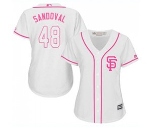 Women\'s San Francisco Giants #48 Pablo Sandoval Authentic White Fashion Cool Base Baseball Jersey
