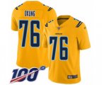 Los Angeles Chargers #76 Russell Okung Limited Gold Inverted Legend 100th Season Football Jersey