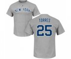 MLB Nike New York Yankees #25 Gleyber Torres Gray Name & Number T-Shirt