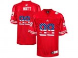 2016 US Flag Fashion-Men's Wisconsin Badgers J.J Watt #99 College Football Jersey - Red