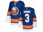 New York Islanders #3 Travis Hamonic Royal Blue Home Authentic Stitched NHL Jersey
