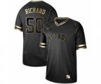 Houston Astros #50 J.R. Richard Authentic Black Gold Fashion Baseball Jersey