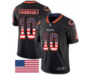 Chicago Bears #10 Mitchell Trubisky Limited Black Rush USA Flag Football Jersey