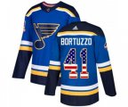 Adidas St. Louis Blues #41 Robert Bortuzzo Authentic Blue USA Flag Fashion NHL Jersey