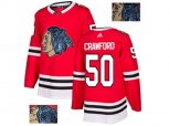 Chicago Blackhawks #50 Corey Crawford Red Home Authentic Fashion Gold Stitched NHL Jersey