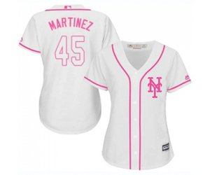 Women\'s New York Mets #45 Pedro Martinez Authentic White Fashion Cool Base Baseball Jersey