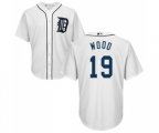Detroit Tigers #19 Travis Wood Replica White Home Cool Base Baseball Jersey