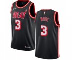 Miami Heat #3 Dwyane Wade Authentic Black Black Fashion Hardwood Classics NBA Jersey