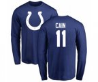 Indianapolis Colts #11 Deon Cain Royal Blue Name & Number Logo Long Sleeve T-Shirt