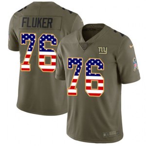 New York Giants #76 D.J. Fluker Limited Olive USA Flag 2017 Salute to Service NFL Jersey