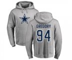 Dallas Cowboys #94 Randy Gregory Ash Name & Number Logo Pullover Hoodie
