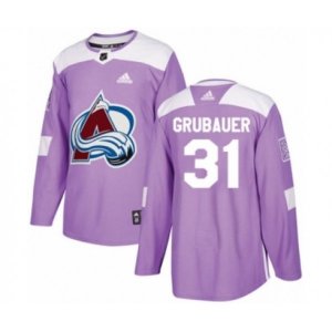 Colorado Avalanche #31 Philipp Grubauer Authentic Purple Fights Cancer Practice NHL Jersey