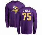 Minnesota Vikings #75 Brian O'Neill Purple Name & Number Logo Long Sleeve T-Shirt