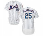 New York Mets #25 Adeiny Hechavarria White Home Flex Base Authentic Collection Baseball Jersey