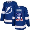 Tampa Bay Lightning #31 Peter Budaj Authentic Blue USA Flag Fashion NHL Jersey
